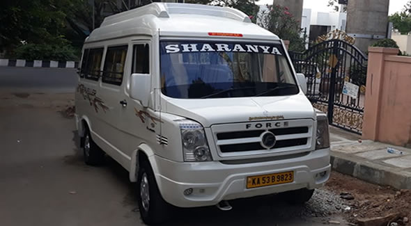 Tempo Traveller rental in Bangalore by Sharanya Travels with professional driver